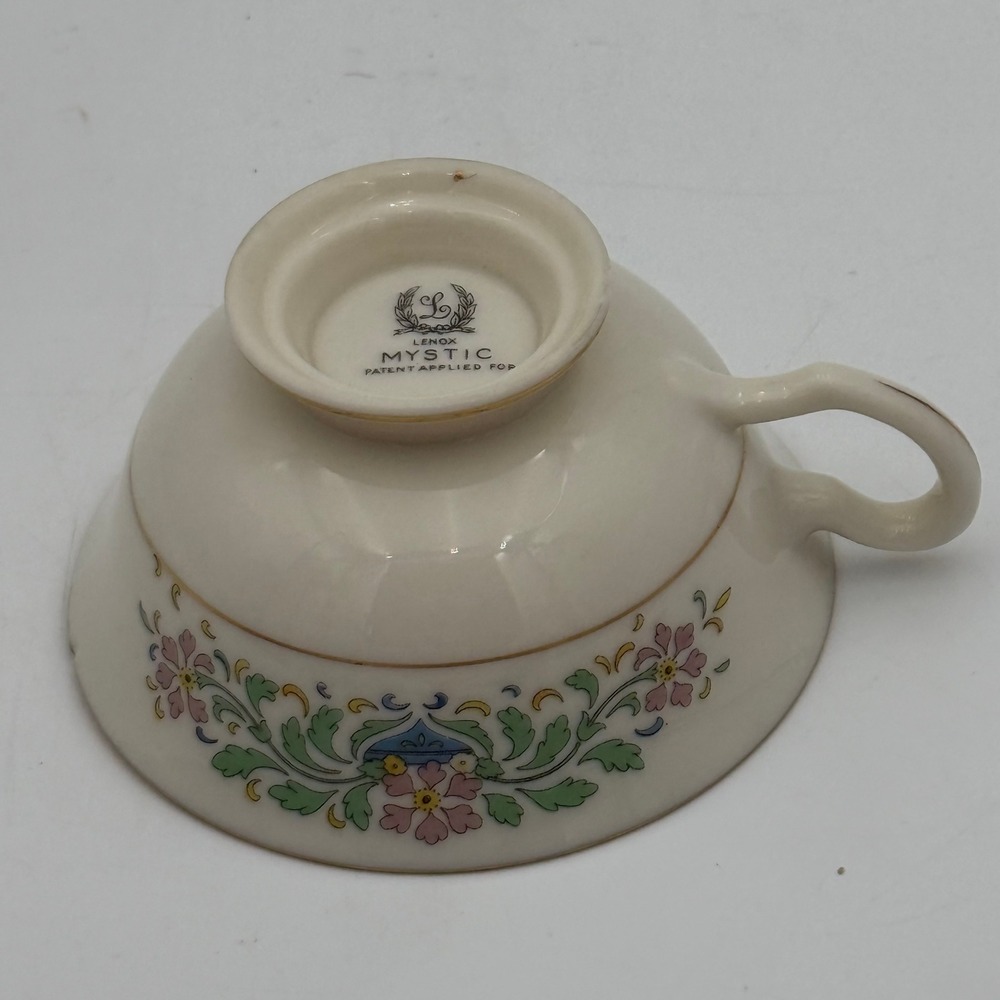 Lenox Mystic Vintage Floral Porcelain Teacup Gold Trim Cream Blue Pink - Picture 4 of 9